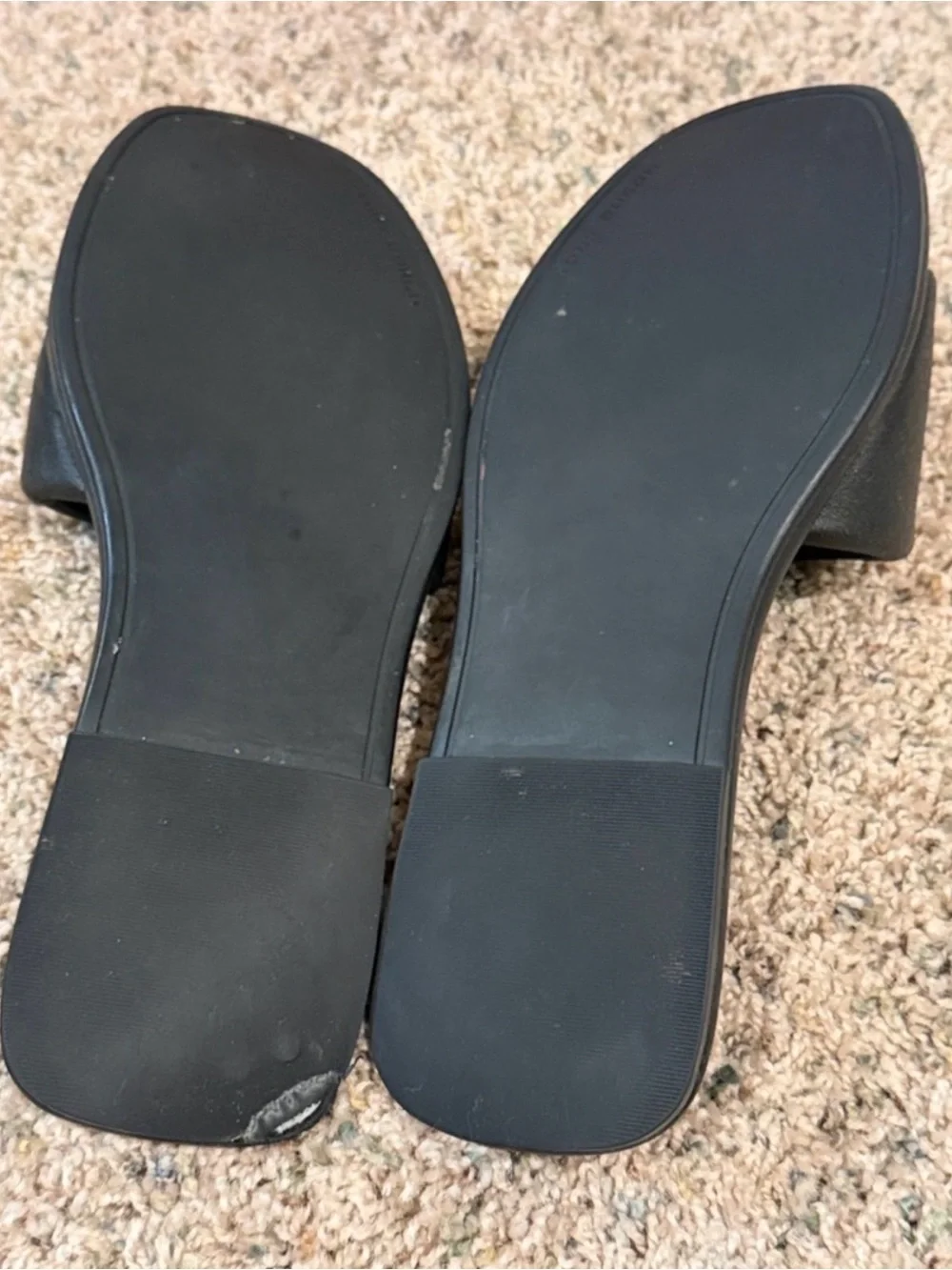 Tory Burch Black Leather Logo Slide Sandals with Gold Trim